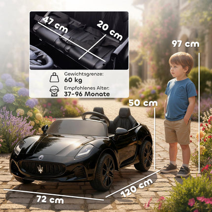 Elektrisches Aufsitzauto für Kinder, 2-Sitzer, 12V, Fernbedienung, Schwarz