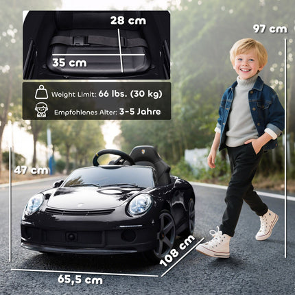 Elektro-Kinderauto zum Selbstfahren, Fernbedienung, Musik, Schwarz