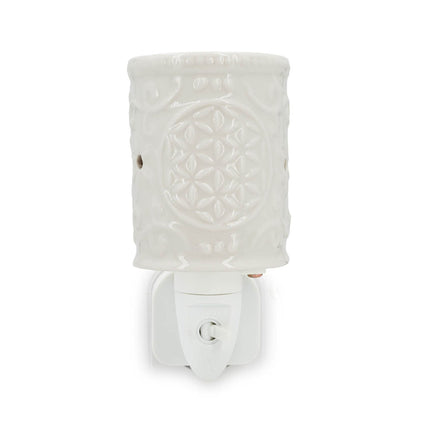 Lampe parfumée électrique, en céramique blanche, motif floral