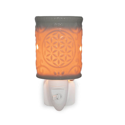 Lampe parfumée électrique, en céramique blanche, motif floral