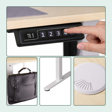 Bureau assis-debout électrique - Plateau effet bois, réglages mémorisables