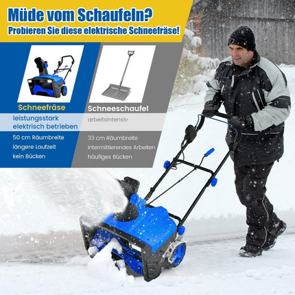 Souffleuse à neige électrique avec éclairage LED, 118 x 51 x 96 cm, bleu et noir