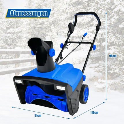Souffleuse à neige électrique avec éclairage LED, 118 x 51 x 96 cm, bleu et noir