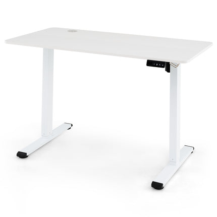 Bureau assis-debout électrique 120 x 60 cm, blanc, crochet pour casque