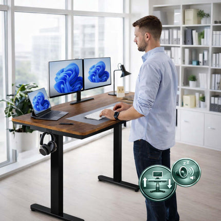 Bureau assis-debout électrique - Plateau effet bois, Mémoire