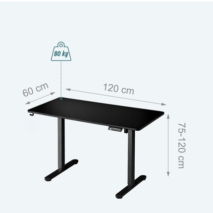 Bureau assis-debout électrique - Plateau effet bois, réglages mémorisables