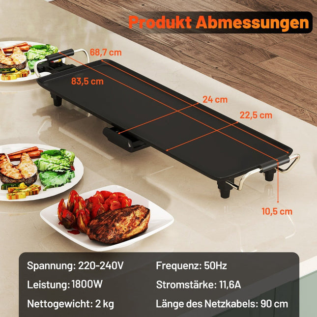 Plaque de cuisson électrique Teppanyaki, 70 cm, surface antiadhésive
