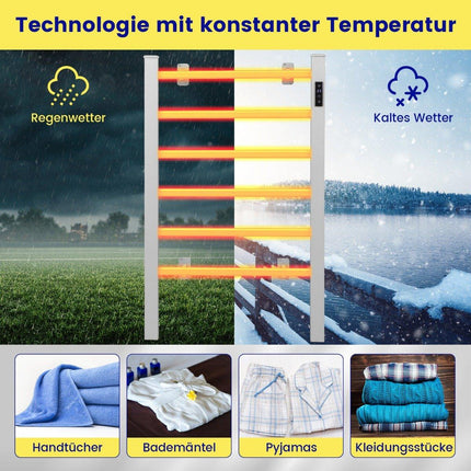 Chauffe-serviettes électrique, minuterie 8 heures, protection contre la surchauffe