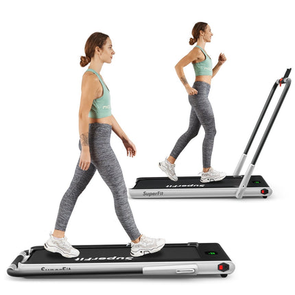 Tapis de course électrique pliable à écran LED, 1-12 km/h, équipement de fitness, 120 kg, argent