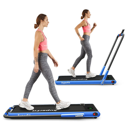 Tapis roulant électrique 1-12 km/h affichage LED vélo d'exercice pliable Machine de Fitness 120 kg bleu marine