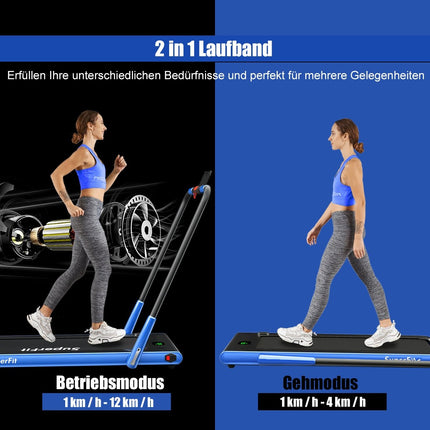 Tapis roulant électrique 1-12 km/h affichage LED vélo d'exercice pliable Machine de Fitness 120 kg bleu marine