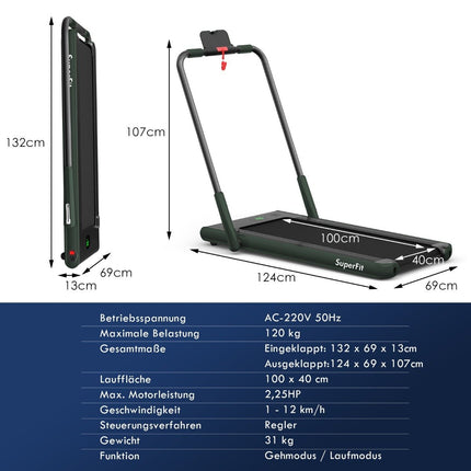 Tapis roulant électrique 1-12 km/h affichage LED vélo d'exercice pliable Machine de Fitness 120 kg bleu marine