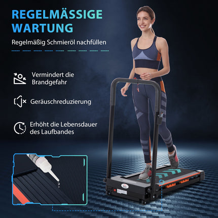 Klappbares elektrisches Laufband – LCD-Bildschirm, Stahl, Schwarz