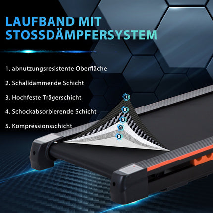 Klappbares elektrisches Laufband – LCD-Bildschirm, Stahl, Schwarz