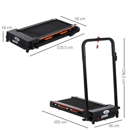 Klappbares elektrisches Laufband – LCD-Bildschirm, Stahl, Schwarz
