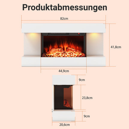 Elektrischer Wandkamin mit Heizung & LED-Beleuchtung