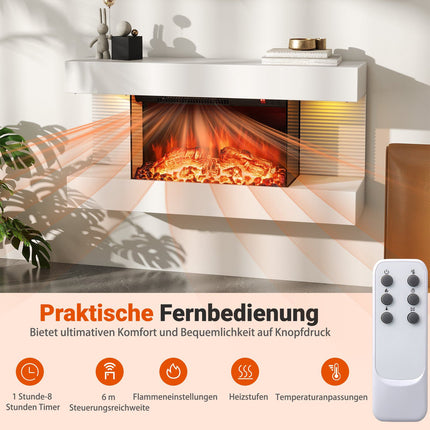 Elektrischer Wandkamin mit Heizung & LED-Beleuchtung