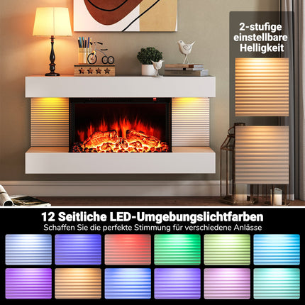 Elektrischer Wandkamin mit Heizung & LED-Beleuchtung