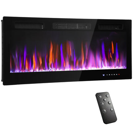 Cheminée électrique murale, flammes réglables, minuterie