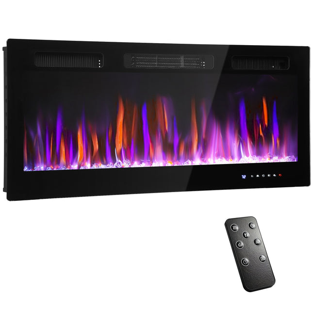 Cheminée électrique murale, flammes réglables, minuterie