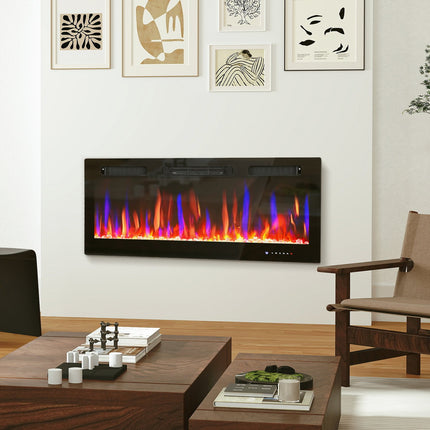 Cheminée électrique murale, flammes réglables, minuterie