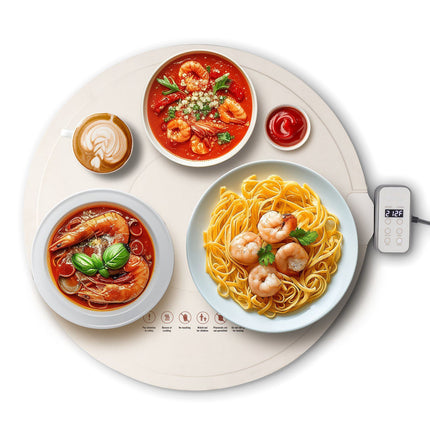 Electric Warming Tray Mat, Rollable Silicone, 4 Temp
