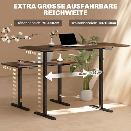 Höhenverstellbares elektrisches Schreibtischgestell, Stahl, Schwarz
