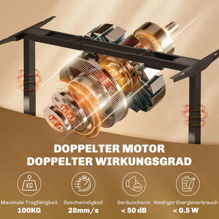 Höhenverstellbares elektrisches Schreibtischgestell, Stahl, Schwarz