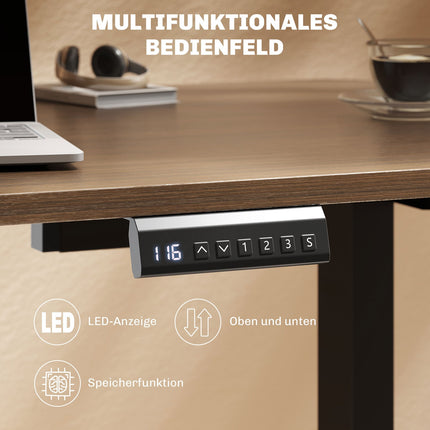 Höhenverstellbares elektrisches Schreibtischgestell, Stahl, Schwarz