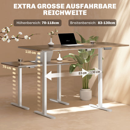 Elektrisches höhenverstellbares Schreibtischgestell, Stahl, Weiß