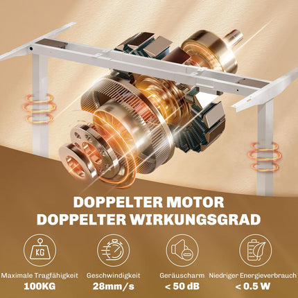Elektrisches höhenverstellbares Schreibtischgestell, Stahl, Weiß