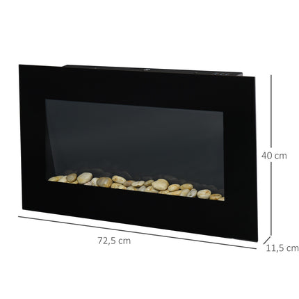 Electric wall fireplace, Remote control, LED Flame, Black