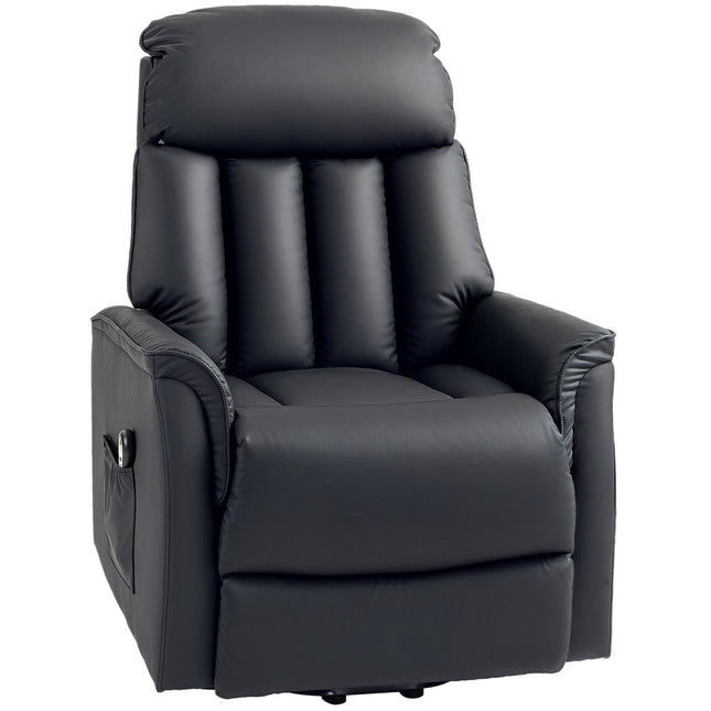 Electric Recliner Chair with Stand-Up Aid, Faux Leather, Black