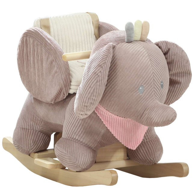 Éléphant à bascule avec sons, structure en bois, 18 mois à 3 ans, marron