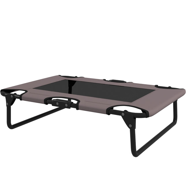 Lit surélevé pour chien, lit pliable pour animal domestique, chaise longue d'extérieur avec design en maille, respirant pour chiens de petite et moyenne taille, café Oxford 75 x 51 x 18 cm |