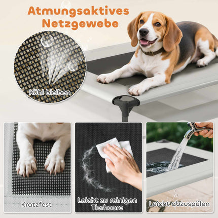 Erhöhtes Hundebett mit Überdachung, atmungsaktives Netz, tragbar