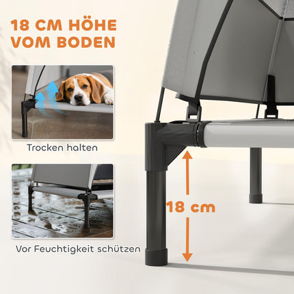 Erhöhtes Hundebett mit Überdachung, atmungsaktives Netz, tragbar