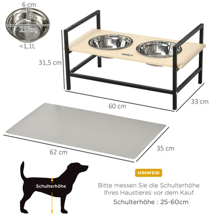Adjustable elevated dog bowl with stainless steel stand