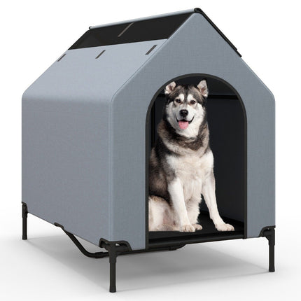 Niche et panier surélevés pour chien, maille respirante, 75 x 110 x 106 cm