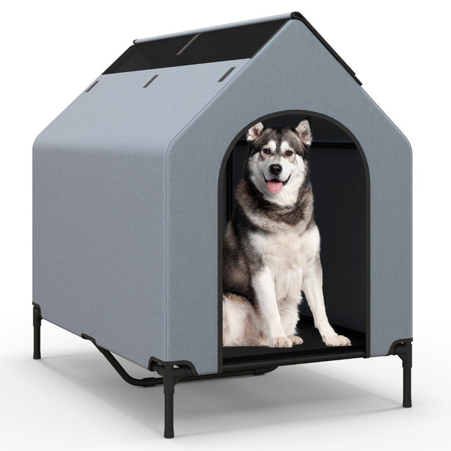 Niche et panier surélevés pour chien, maille respirante, 75 x 110 x 106 cm
