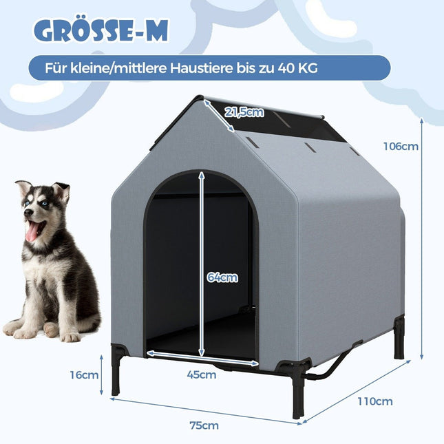 Niche et panier surélevés pour chien, maille respirante, 75 x 110 x 106 cm