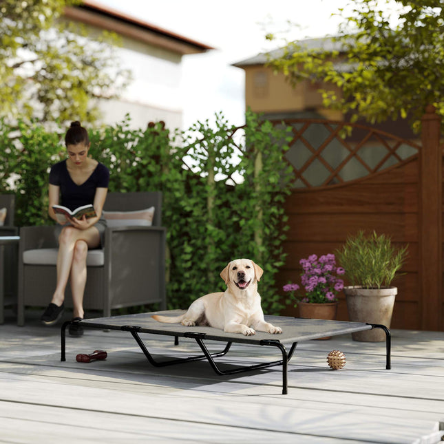 Lit surélevé d'extérieur pour chien, grand modèle, en maille respirante, hauteur 23 cm