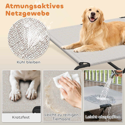 Lit surélevé d'extérieur pour chien, grand modèle, en maille, hauteur 23 cm
