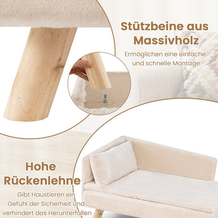 Canapé surélevé pour animaux de compagnie (chiens et chats de petite et moyenne taille), blanc