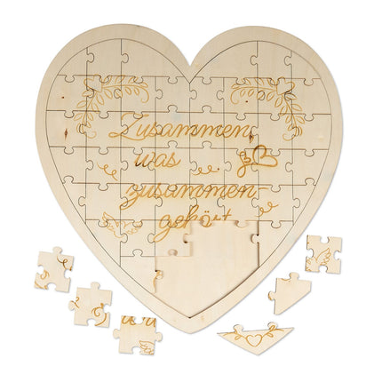 Graviertes herzförmiges Holzpuzzle-Geschenk
