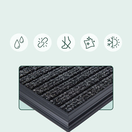 Tapis d'entrée avec cadre en aluminium - Résistant aux intempéries, antidérapant