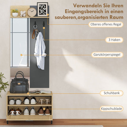 Flurmöbel-Set – Schuhbank, Spiegel, Haken, Regal