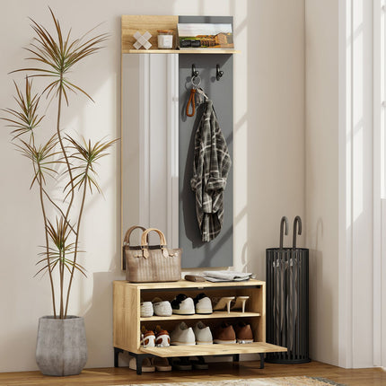 Flurmöbel-Set – Schuhbank, Spiegel, Haken, Regal