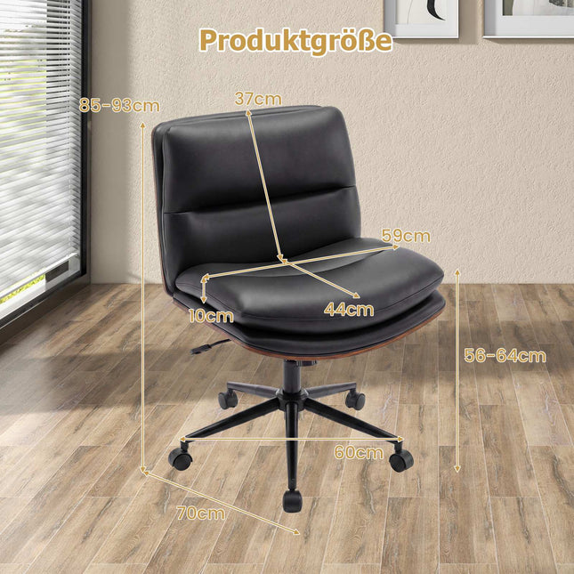 Chaise de bureau ergonomique noire à roulettes, sans accoudoirs
