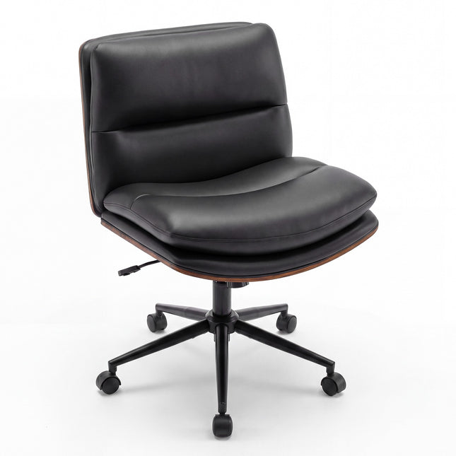 Chaise de bureau ergonomique noire à roulettes, sans accoudoirs